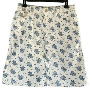 1980's Vintage Plus Size SASSON Floral Denim Mini Skirt Size‎ 13/14